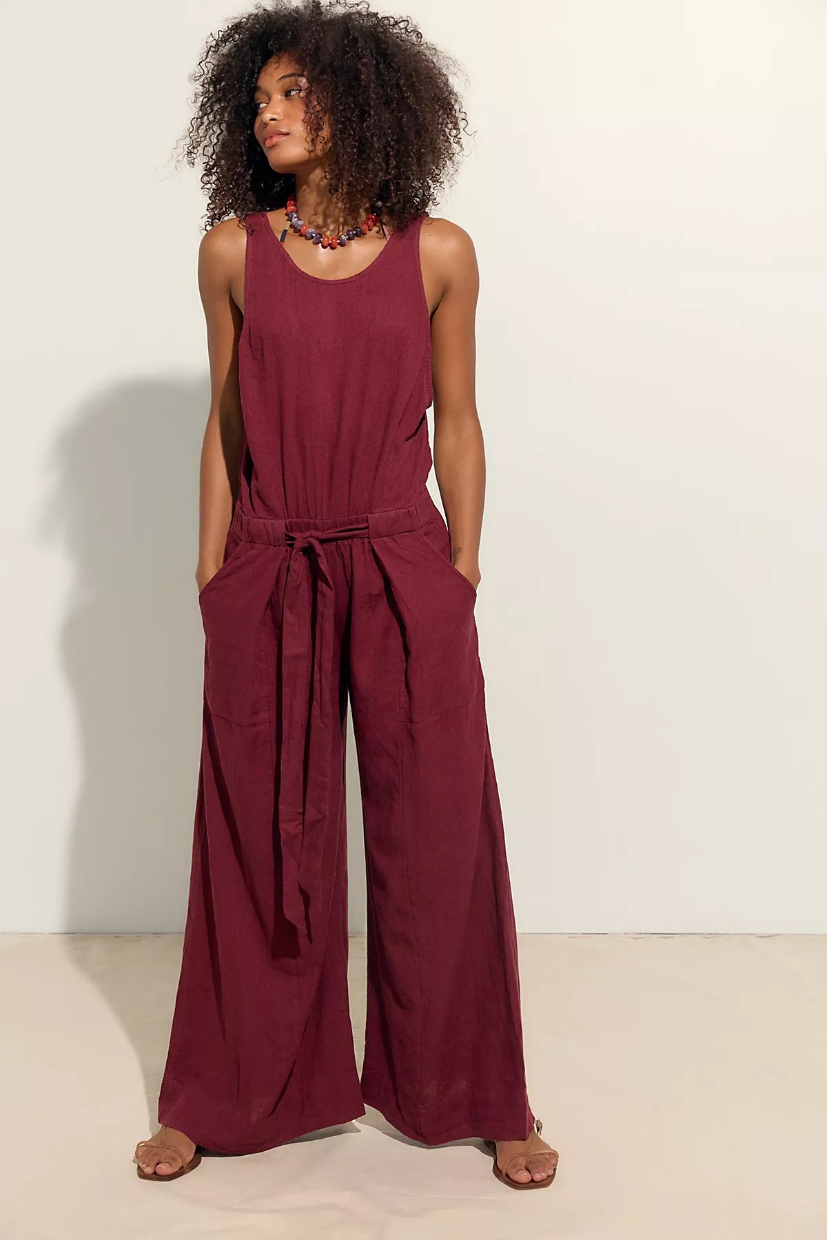 Sandshell Linen Linden One-Piece Jumpsuit