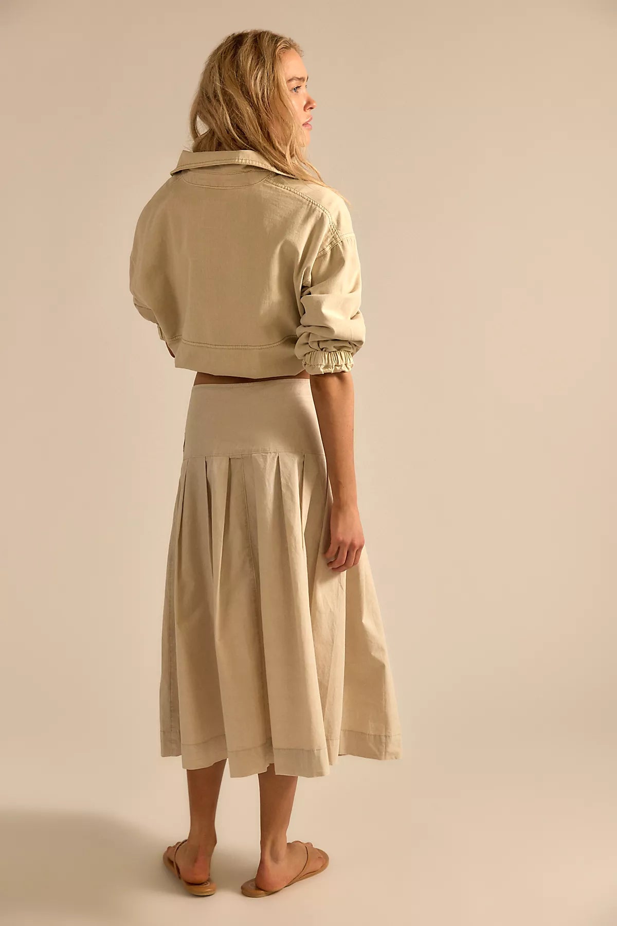 We The Free Skipper Pleated Chino Midi Skirt