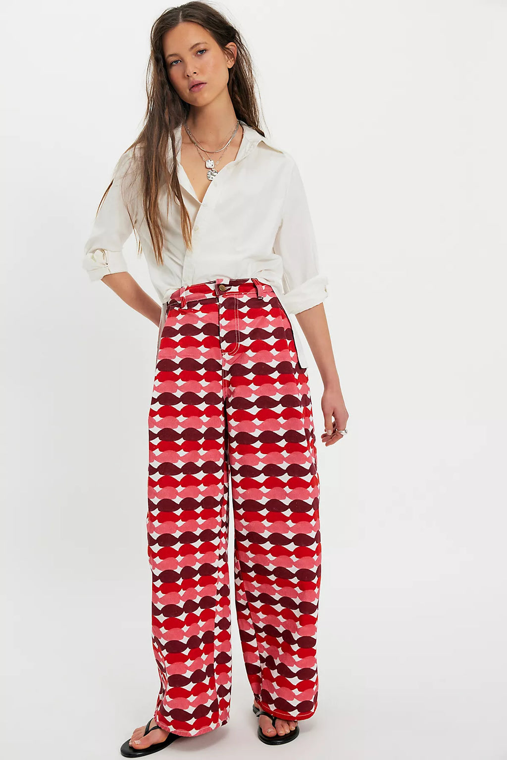 Sixxta Red Glased Balloon Jeans