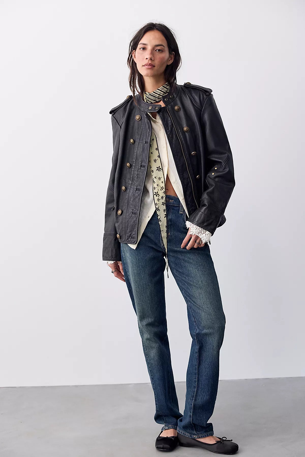 We The Free Roxy Leather Band Jacket