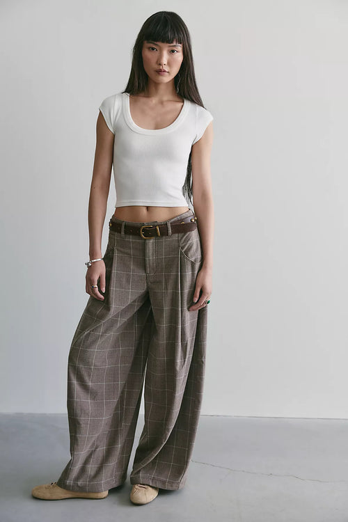 About It Baggy Plaid Suit Trousers