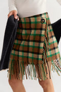 Rodebjer Aera Check Fringe Skirt