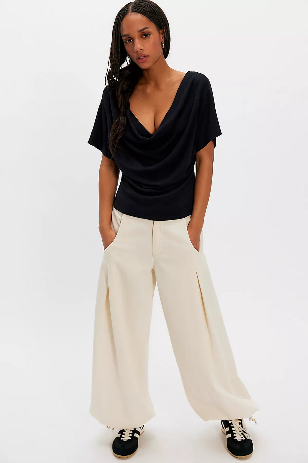 We The Free Tinsley Waterfall Cowl-Neck Top