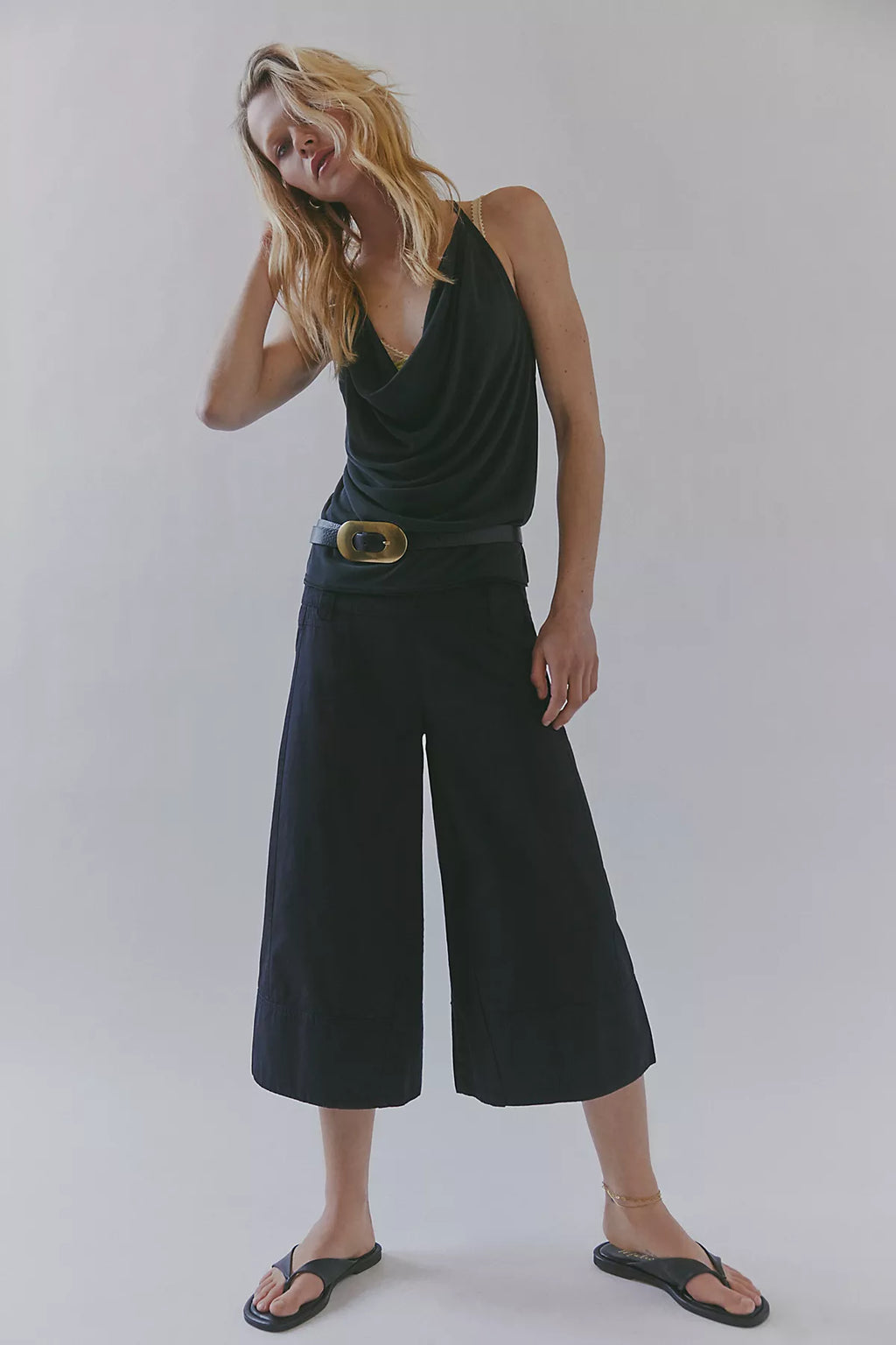 Cupro Cowl Neck Halter Top