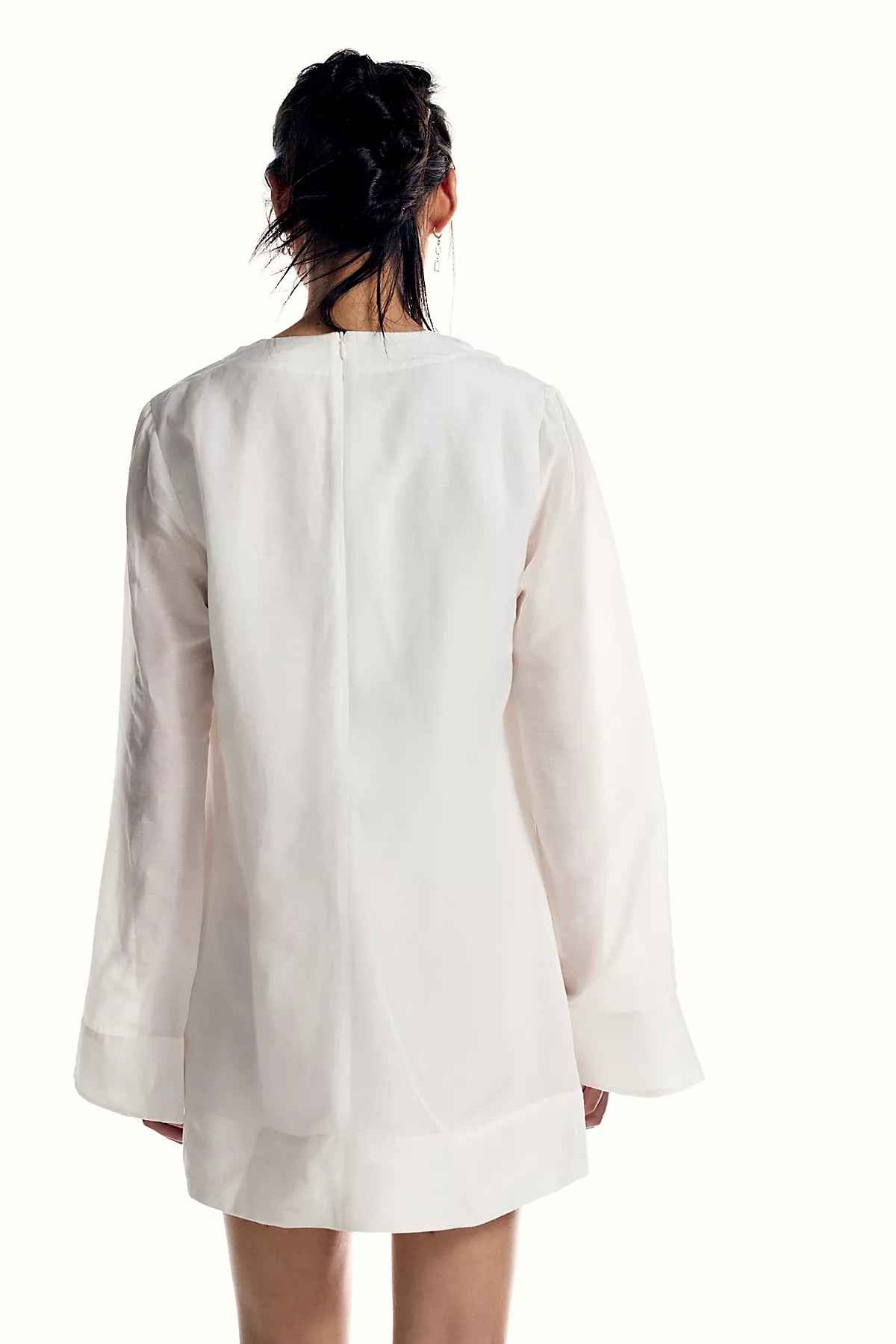 Shona Joy Paloma Plunge Long-Sleeve Mini Dress