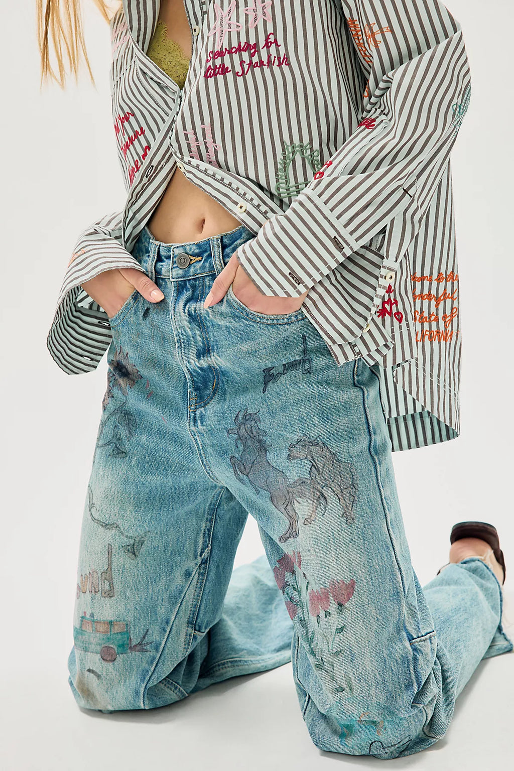 Found Hand Art Jeans