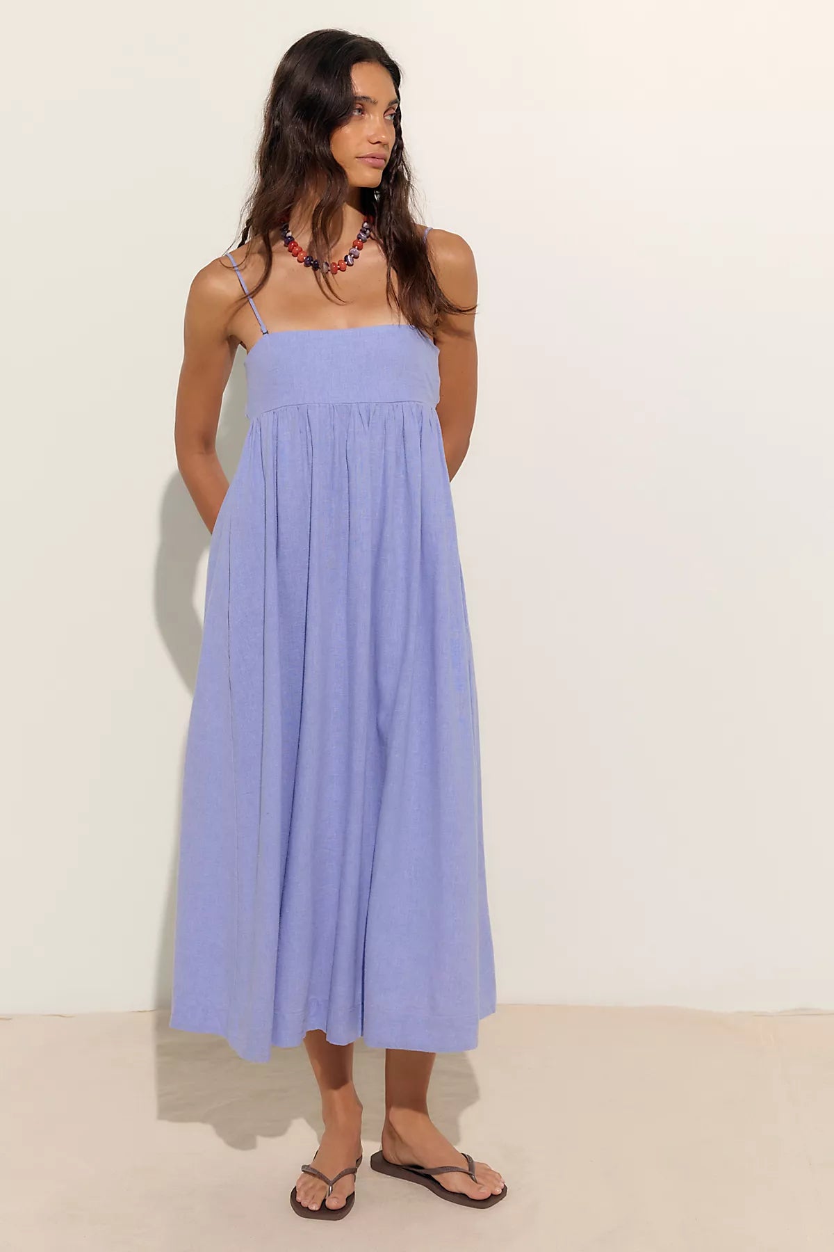 Sandshell Linen Halo Babydoll Midi Dress