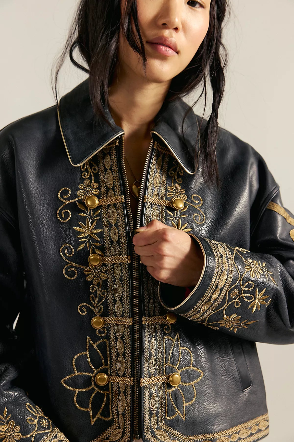 We The Free Lana Leather Band Jacket