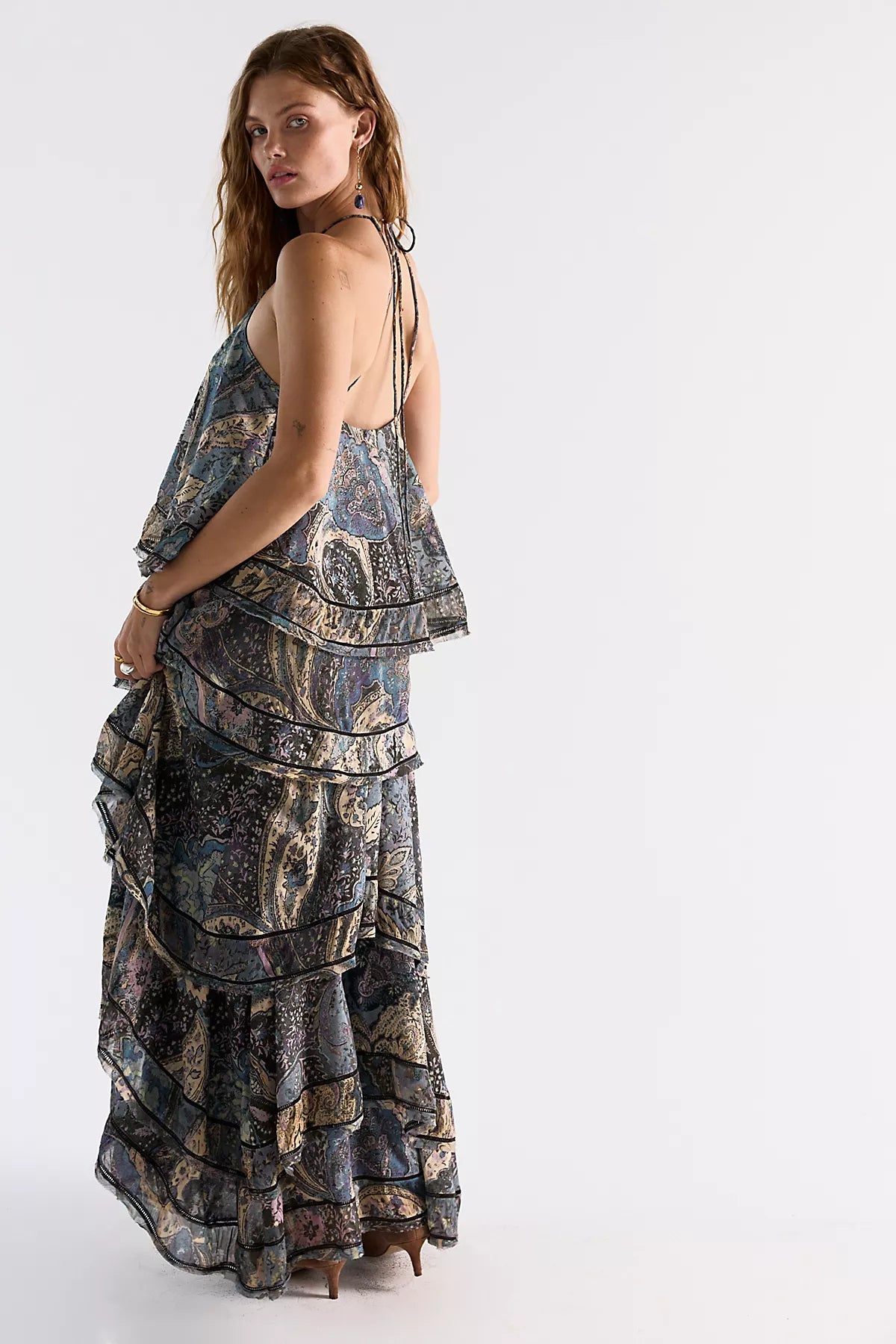 Trapeze Cotton Silk Maxi Skirt Set