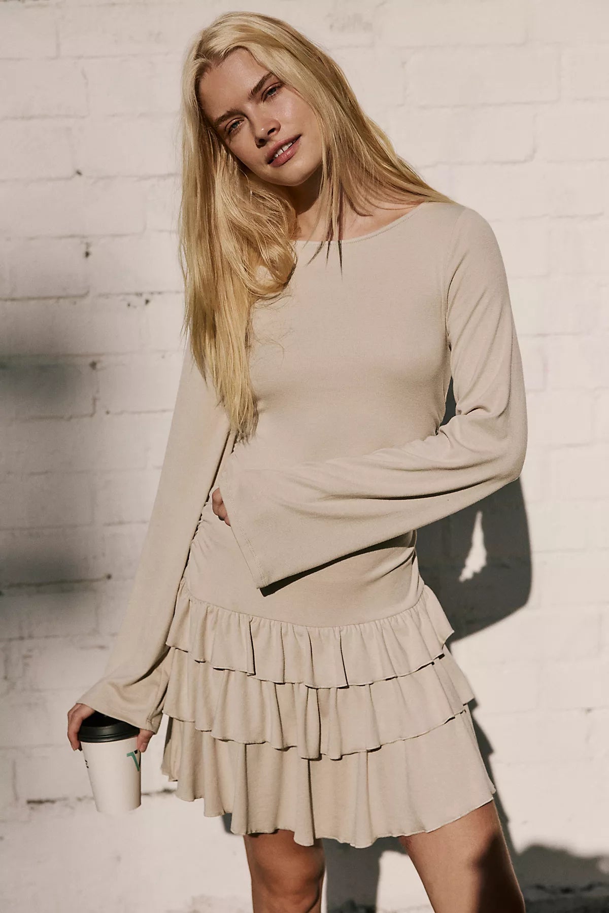 Good Feels Ruffle Long-Sleeve Mini Dress
