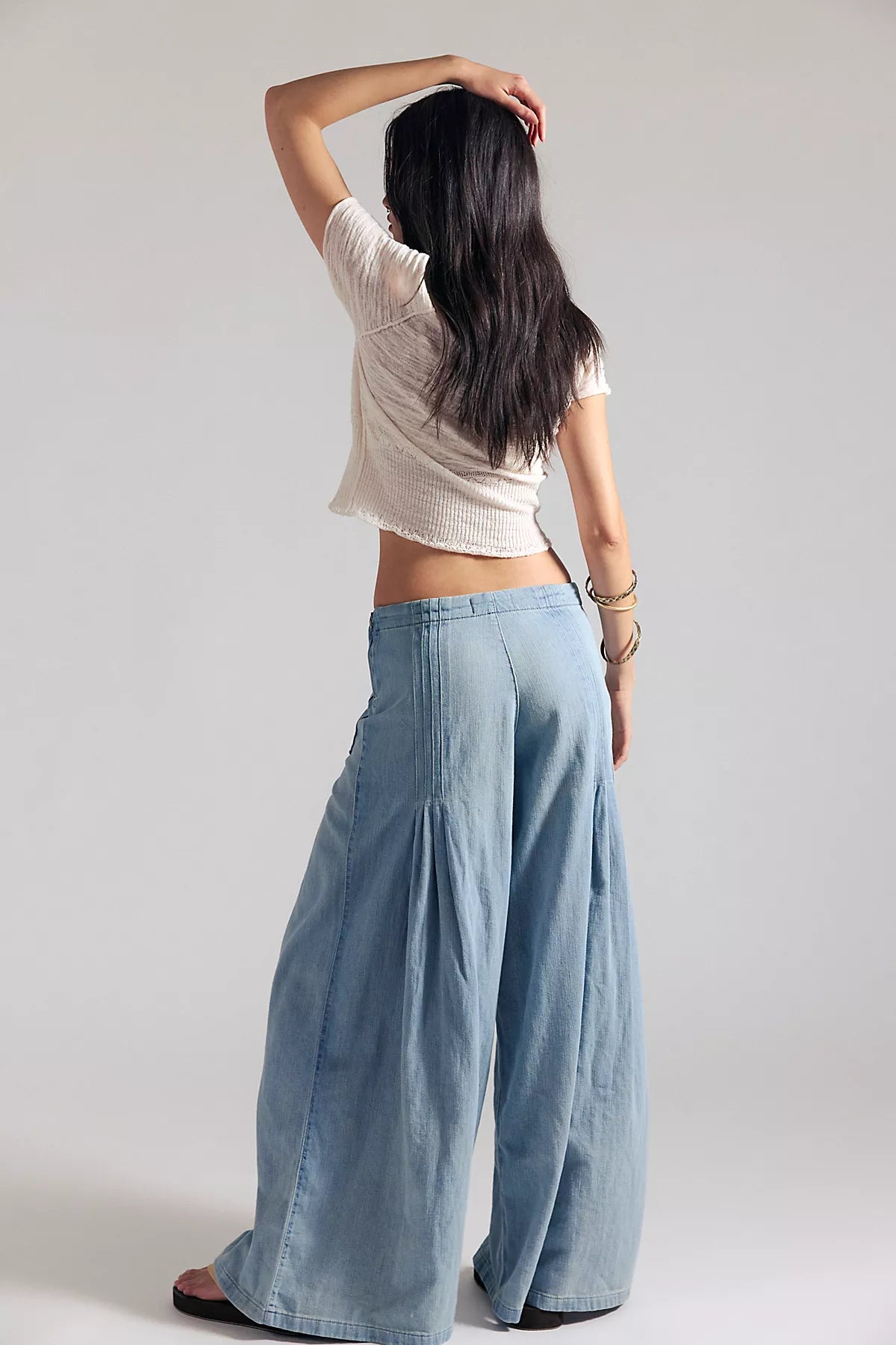 We The Free Plot Twist Pintuck Wide-Leg Jeans