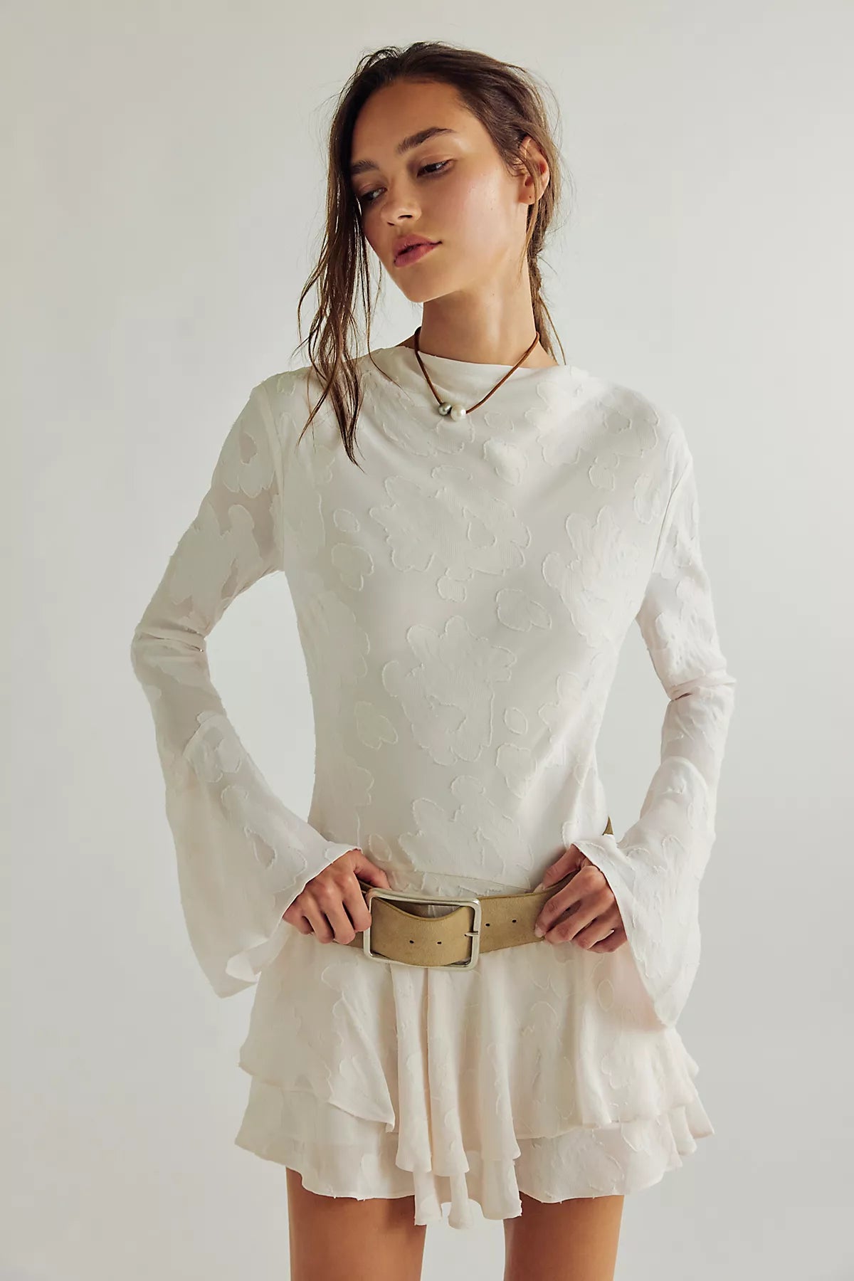 Shona Joy Bowery Long Sleeve Ruffle Mini Dress