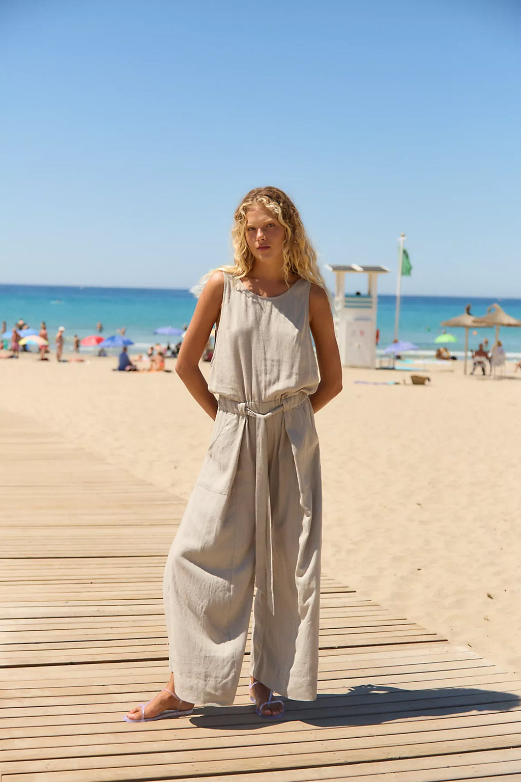 Sandshell Linen Linden One-Piece Jumpsuit