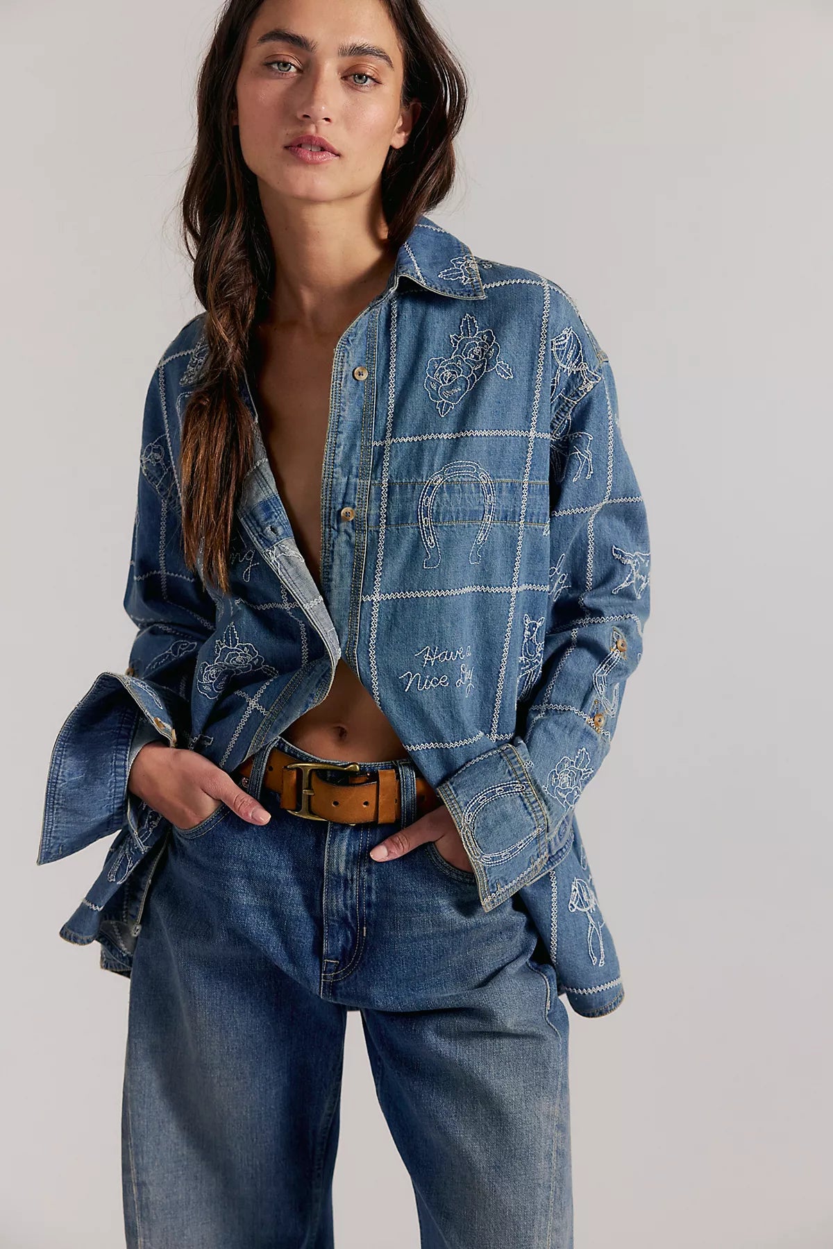 We The Free Have A Nice Day Denim Top