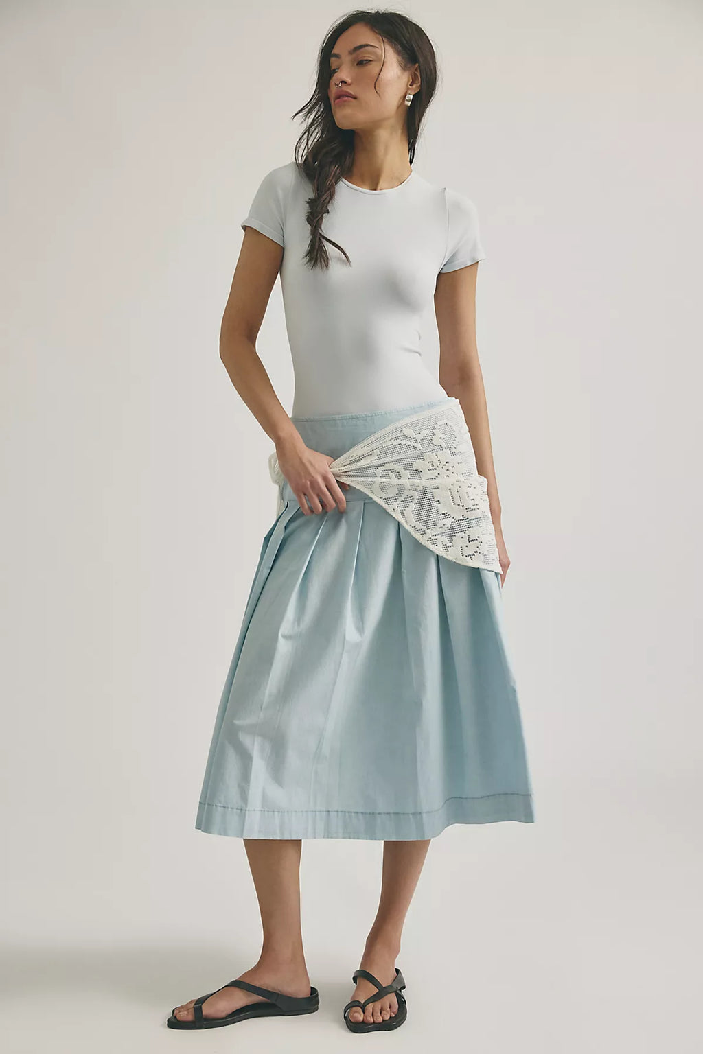 We The Free Skipper Pleated Chino Midi Skirt