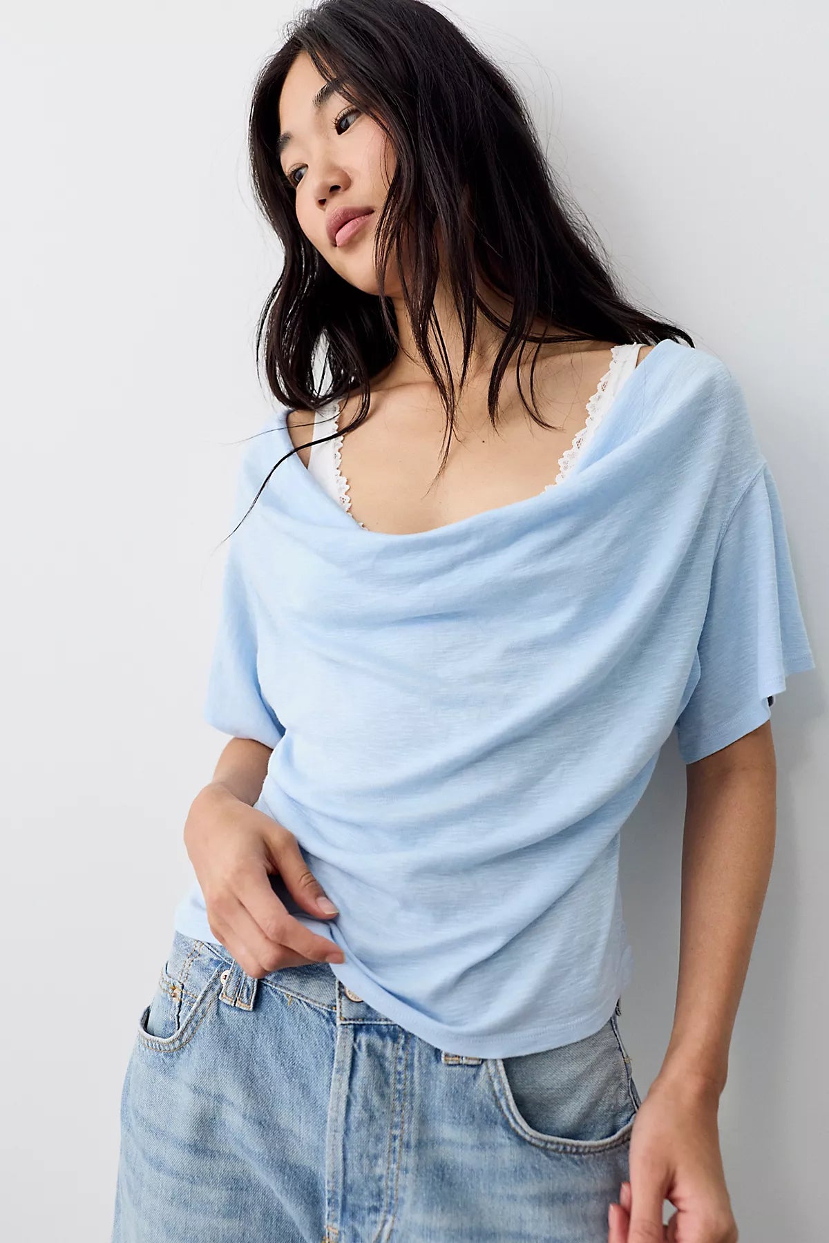 We The Free Tinsley Waterfall Cowl-Neck Top