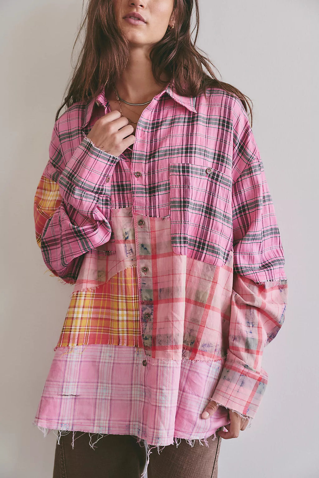 The Tales Repaired Mixed Flannel Shirt