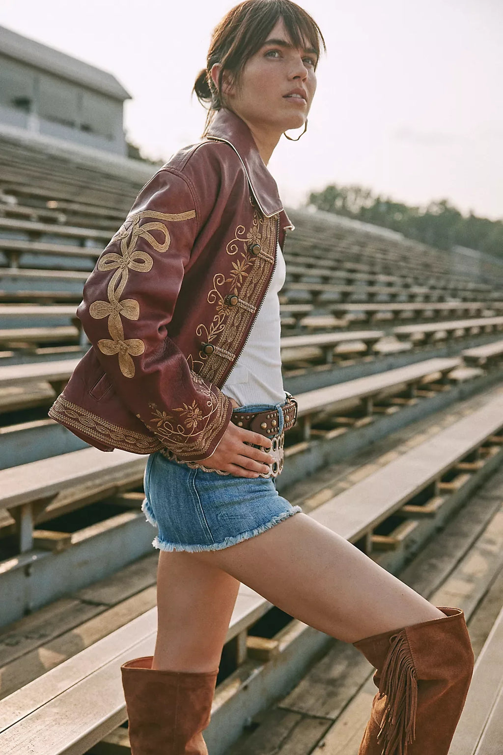 We The Free Lana Leather Band Jacket