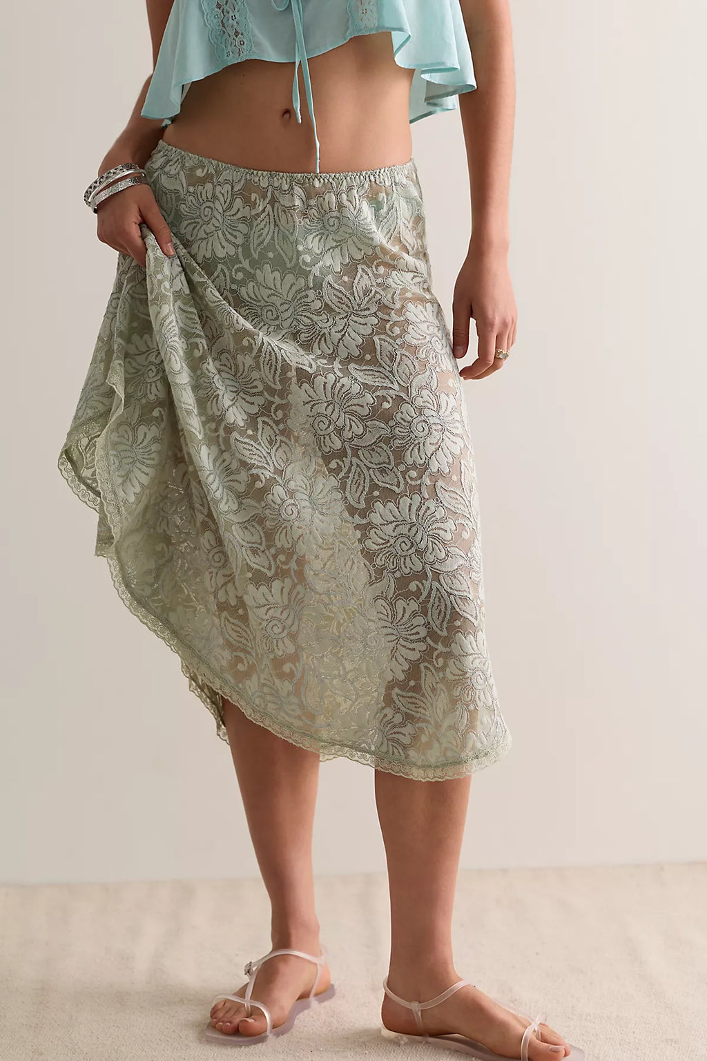 Sheer Emotion Midi Slip Skirt