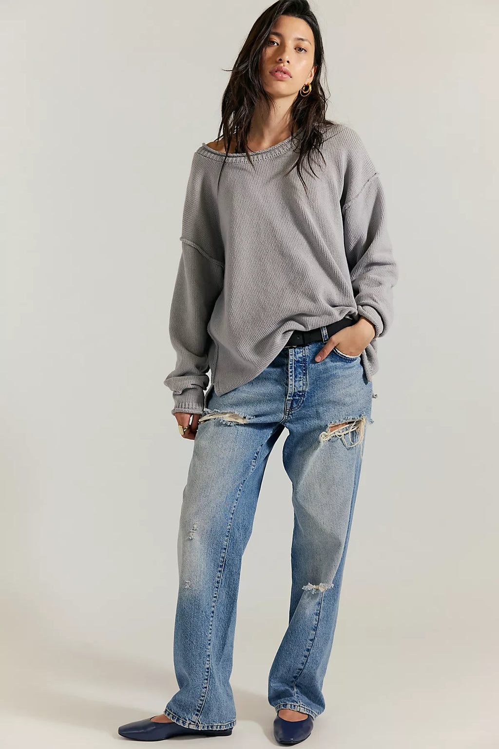 We The Free Ella Roll-Neck Cotton Knit Sweater