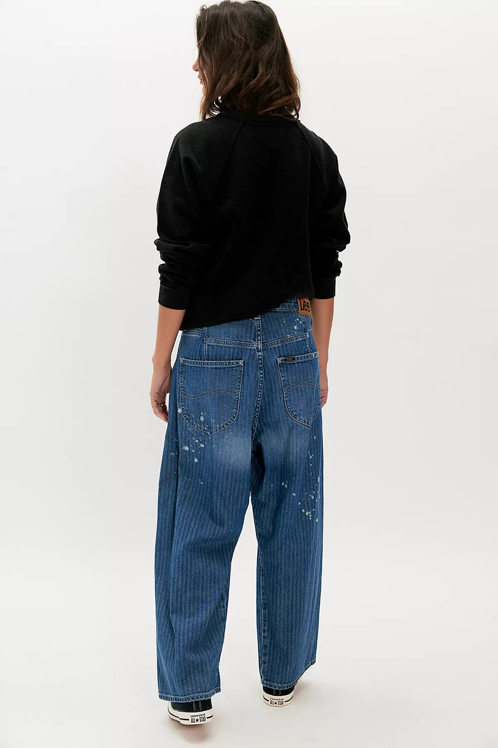 Lee Loose Button-Fly Striped Ankle Jeans
