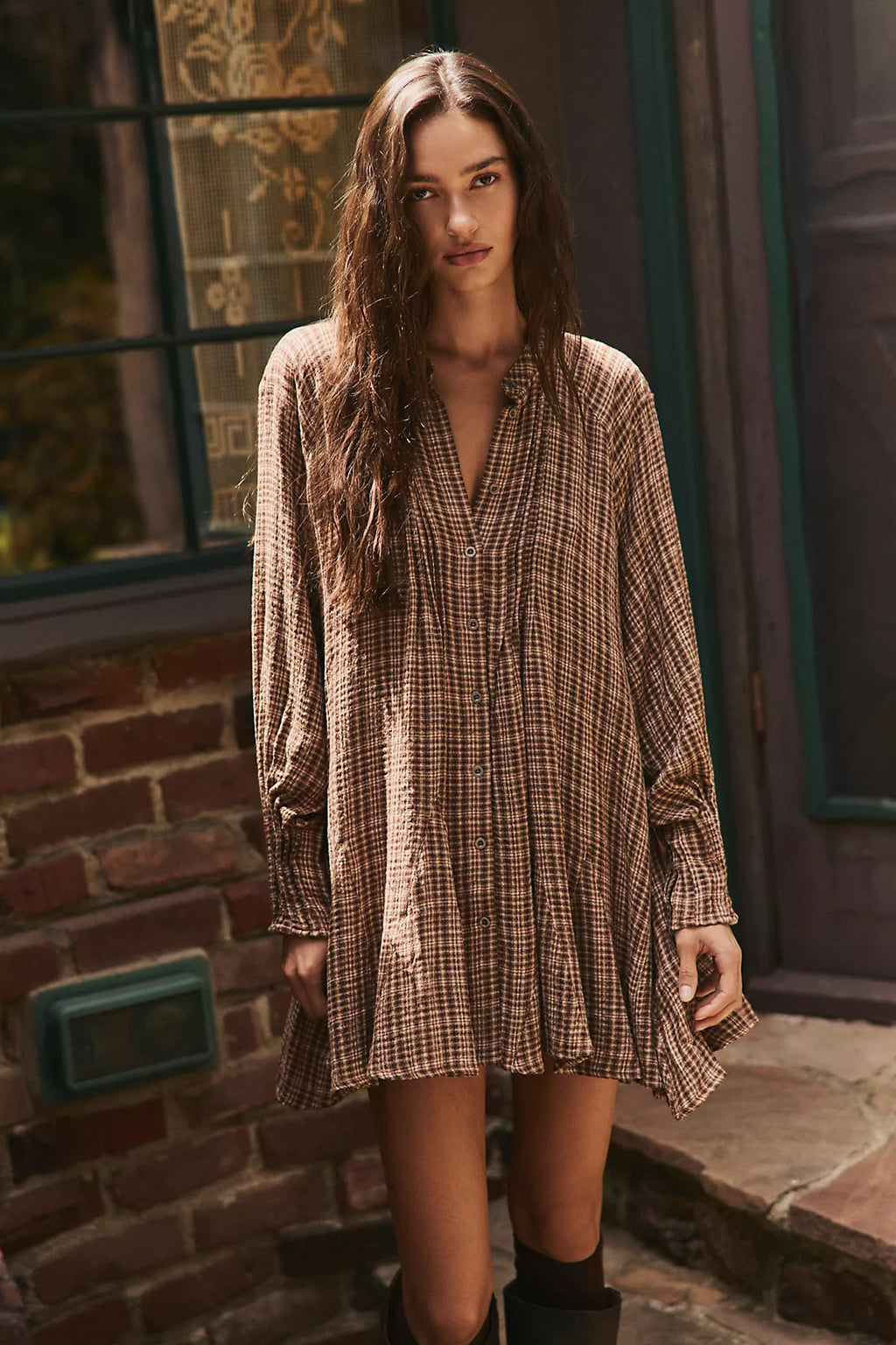 Backroads Plaid Mini Dress