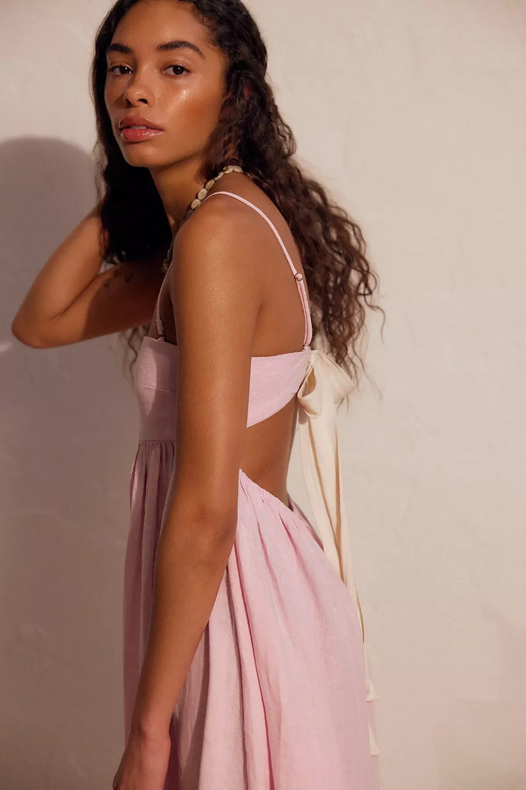 Sandshell Linen Halo Babydoll Midi Dress
