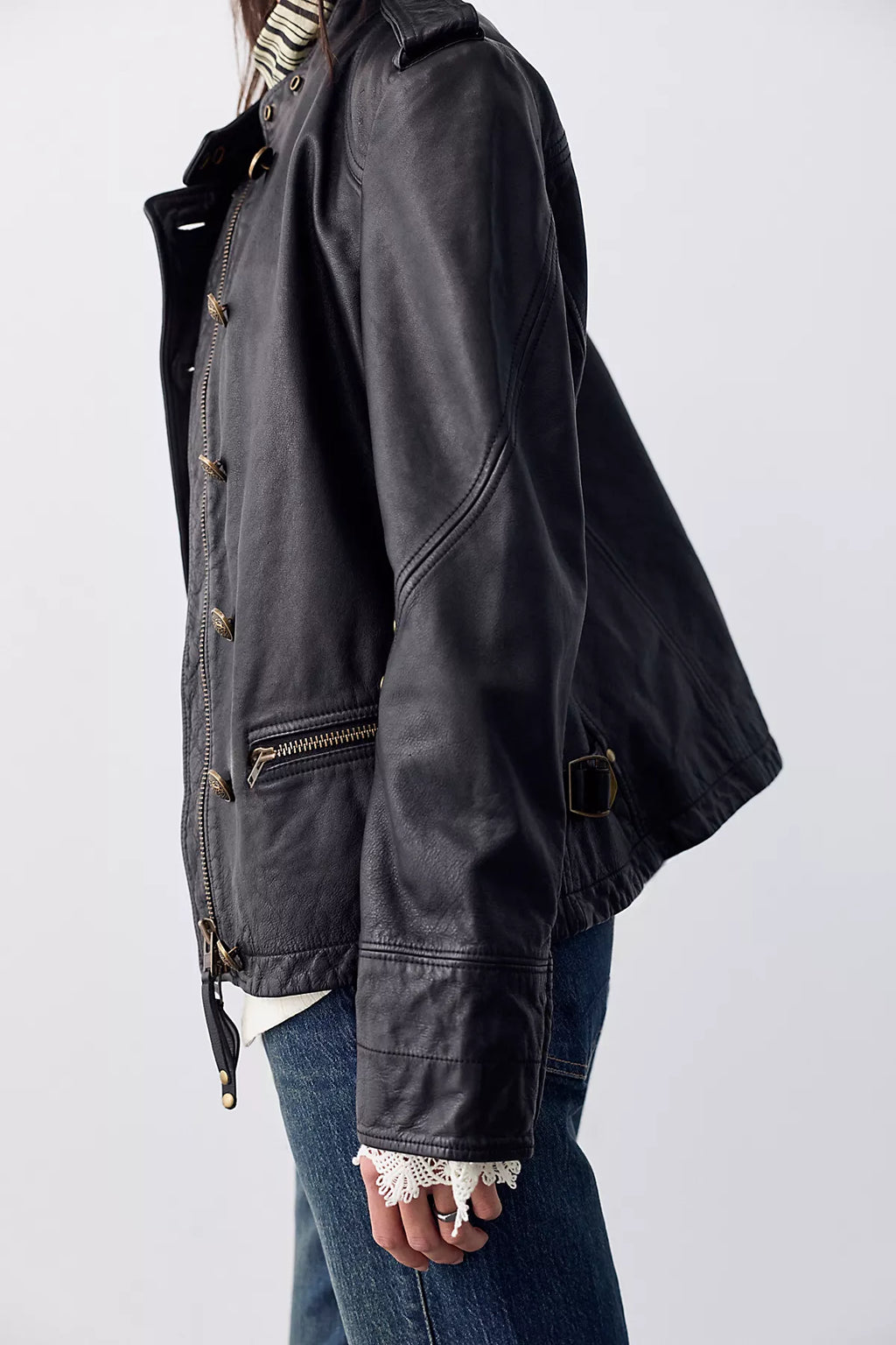 We The Free Roxy Leather Band Jacket