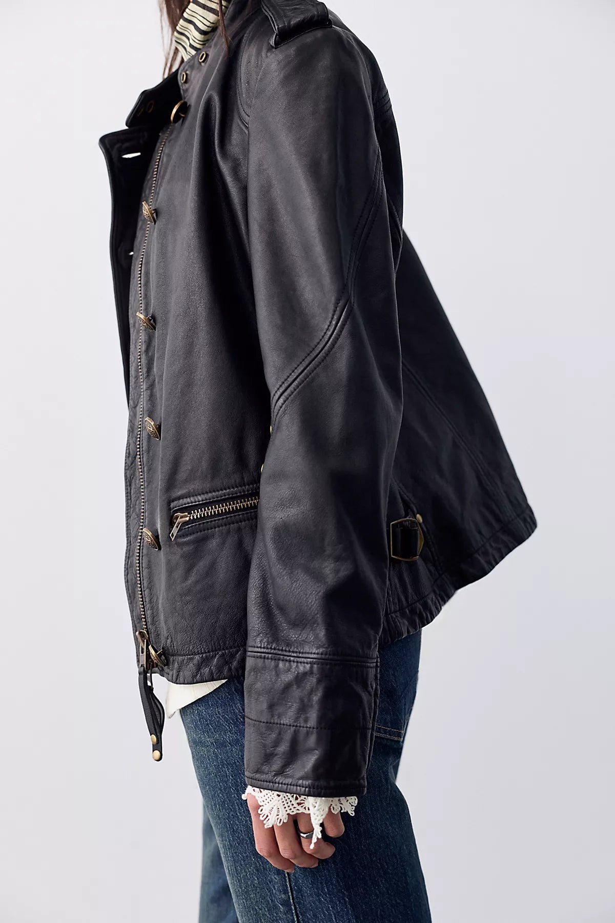 We The Free Roxy Leather Band Jacket