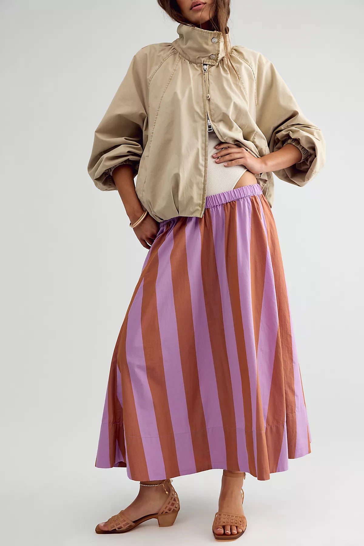 Lowen Striped Midi Skirt