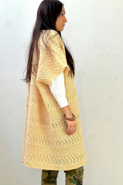 Anna Corinna Reworked Vintage Hand Knit Wool Sweater Coat