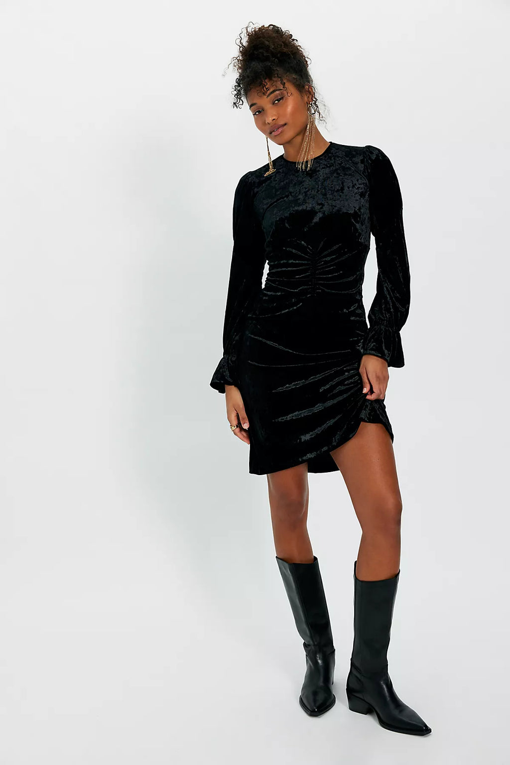 Anna Sui Boudoir Velvet Long-Sleeve Dress