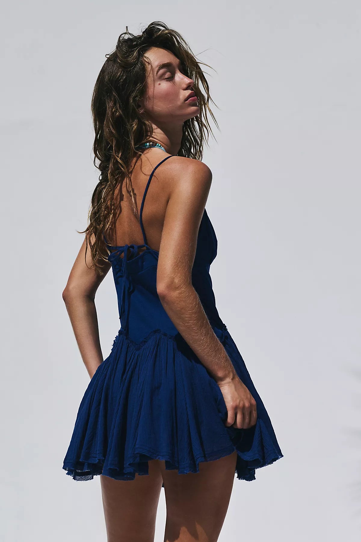 Twirly Girly Solid Cotton Mini Dress