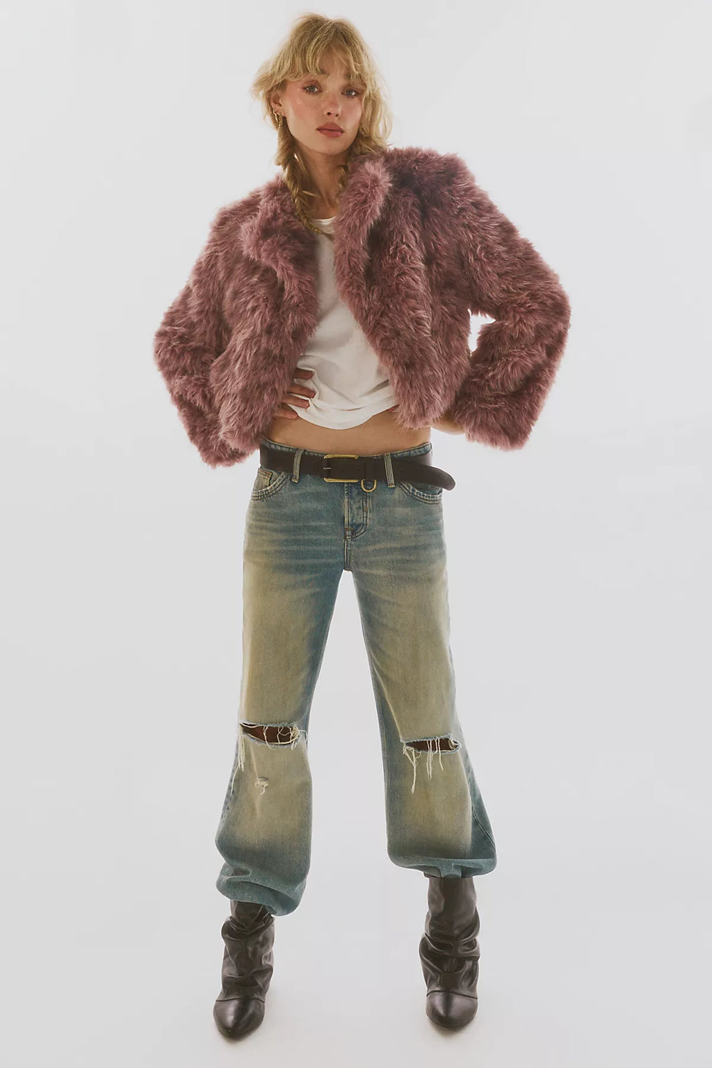 Supernova Cropped Faux Fur Jacket
