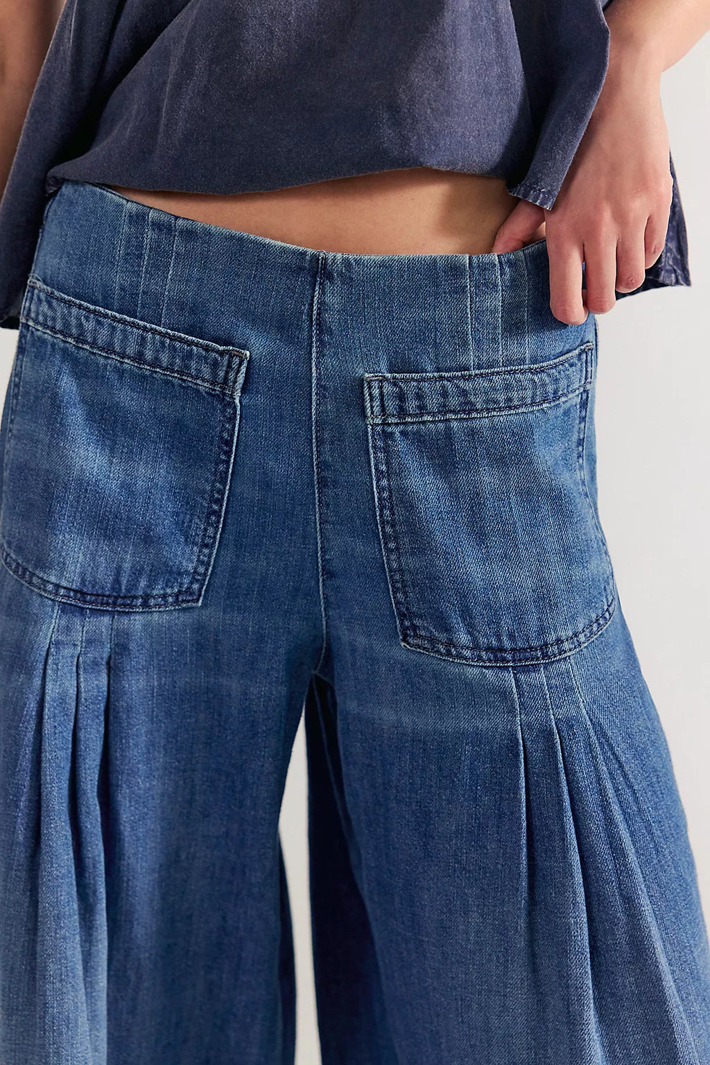 We The Free Plot Twist Pintuck Wide-Leg Jeans