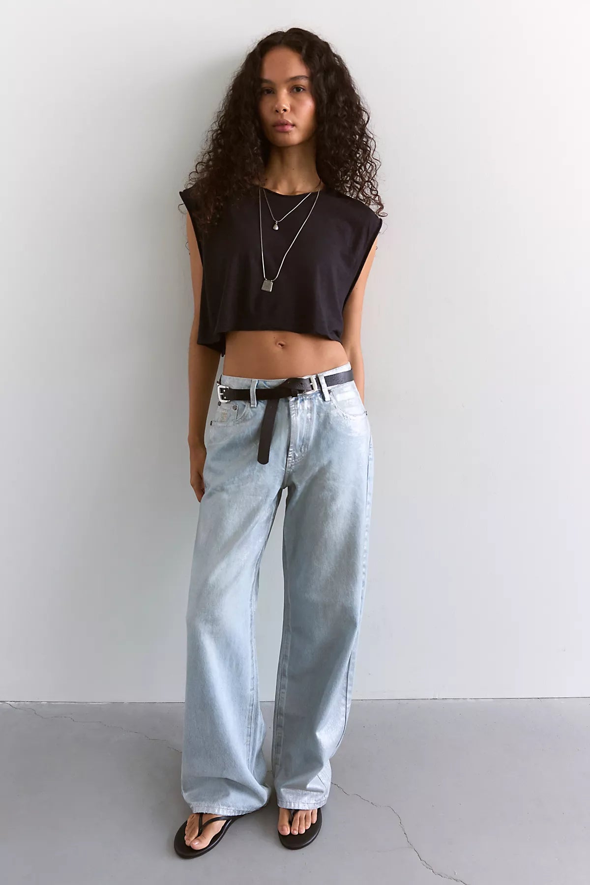 OneTeaspoon Jackson Wide-Leg Metallic Jeans